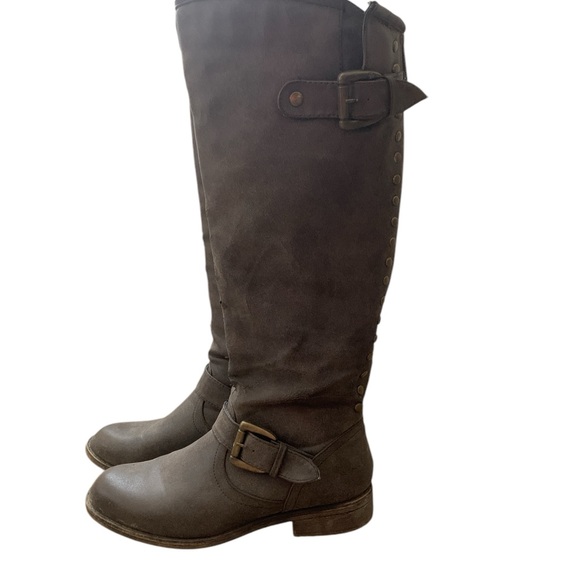 Madden Girl Brown Over the Knee Boots Cactus 7.5 with Buckle Straps distressed - Picture 3 of 15